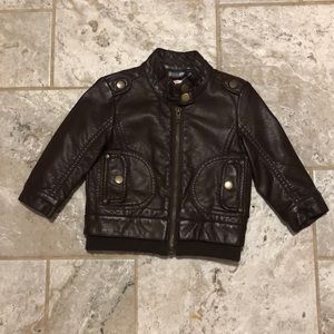 ⚡️Brown pleather baby jacket 😍